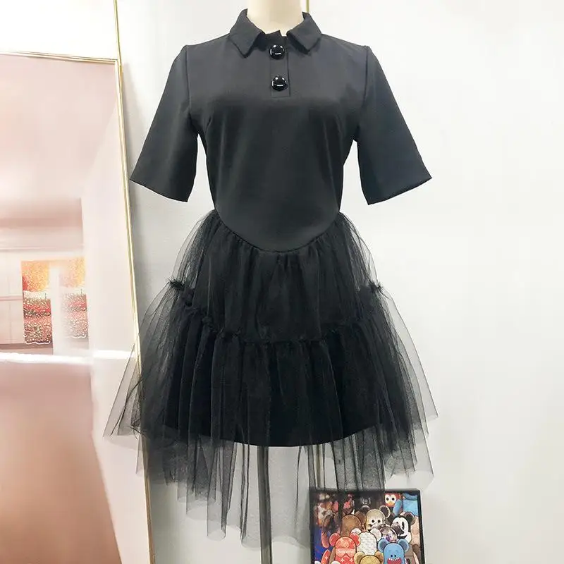 vestido-de-fiesta-kawaii-de-malla-con-cuello-de-polo-minivestido-negro-de-linea-a-dobladillo-hinchado-ropa-de-cumpleanos-marca-de-moda-verano