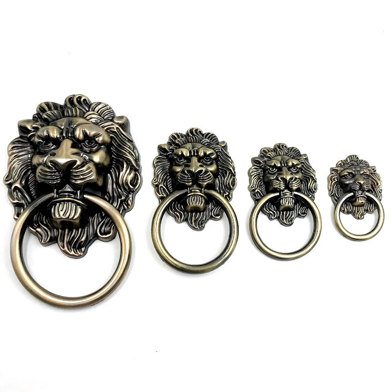 1PCS Knobs and Pulls Antique Bronze Lion Head Pulls For Dresser Drawer Cabinet Furniture Door Handles Knobs Vintage Door Knocker door handles,cabinet handles