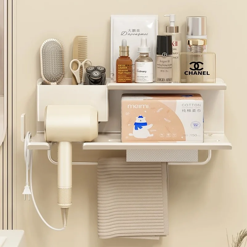 Removable Washable Bathroom Hair Dryer Storage Rack Wall-mounted