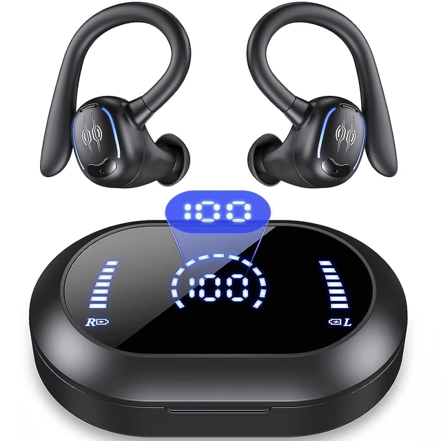 Auriculares Inalámbricos, Auriculares Bluetooth 5.3, Hi-Fi Estéreo Cascos  Inalambricos, Llamadas Nítidas con Dual Micrófono, Controladore 10 mm Bass  Potentes, LED Pantalla,IP7 Impermeables, USB-C - AliExpress