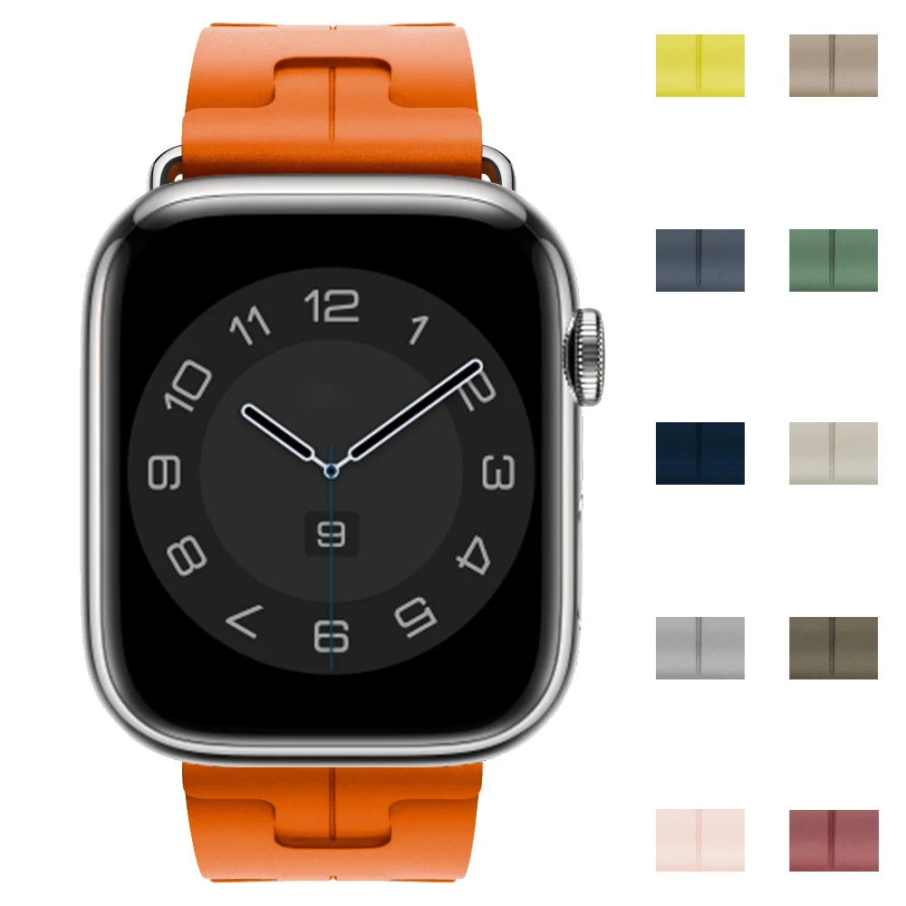 

Original Rubber Strap for Apple Watch Band 49mm 45mm 41 44mm 42mm 38mm Metal Connector Bracelet for IWatch Ultra 9 8 7 6 5 3 SE