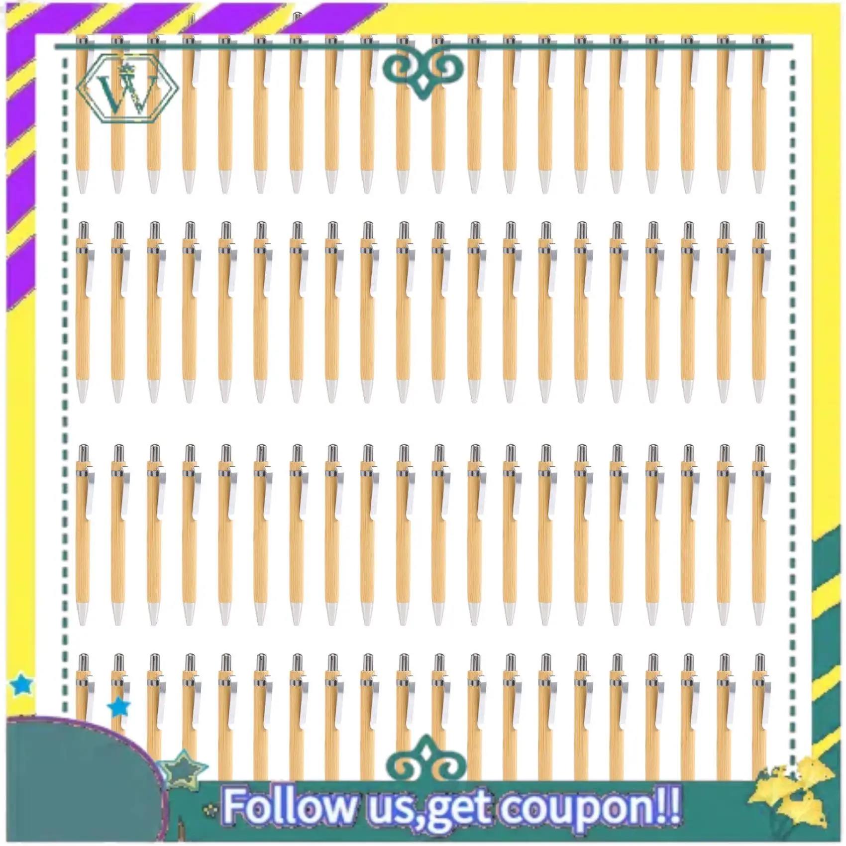 새로운 80 Pcs 볼펜 세트 대나무 및 나무 쓰기 도구, 40 Pcs 검정 잉크 및..