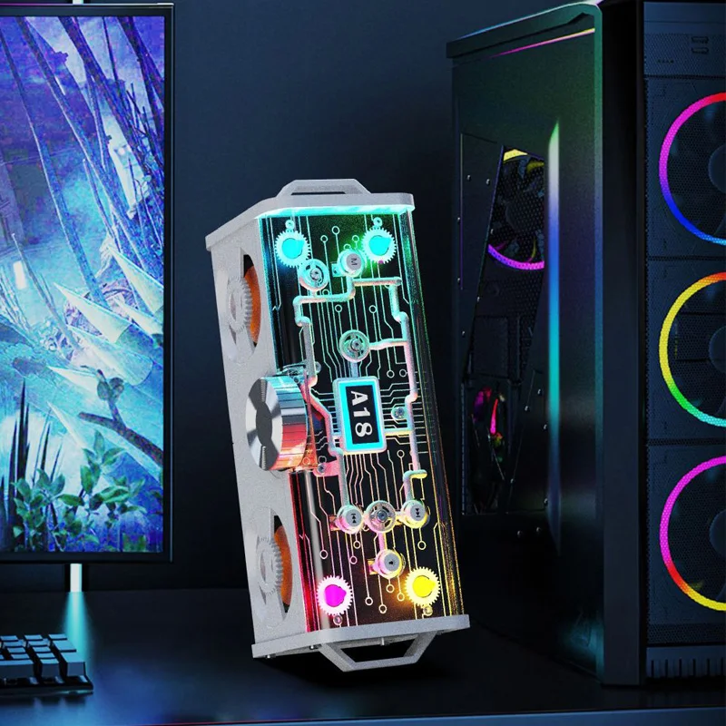 Прозрачный Bluetooth-динамик, регулируемый внешний звуковой сигнал, потрясающий звуковой эффект, бабвуфер TWS Cyberpunk, Caixa De Som