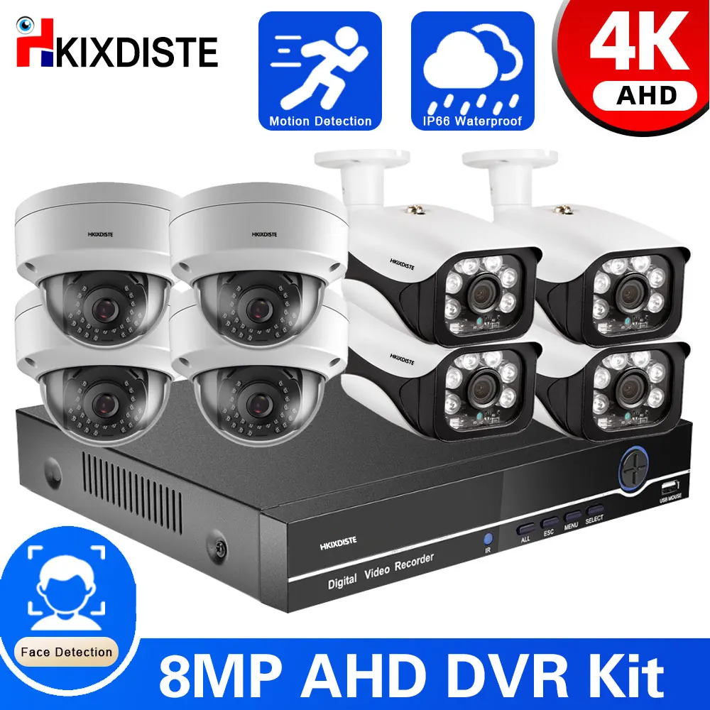 8CH 4K AHD DVR CCTV Equipment System 8MP Outdoor Explosion-Proof Security Infrared Camera Home Dome Video Surveillance System