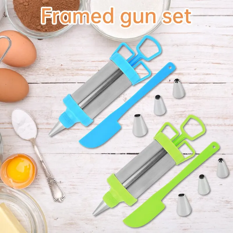1 Set, Cookie Press With Decorating Tips, Plastic Cookie Press Gun Kit,  Plastic Framing Nozzle, Cream