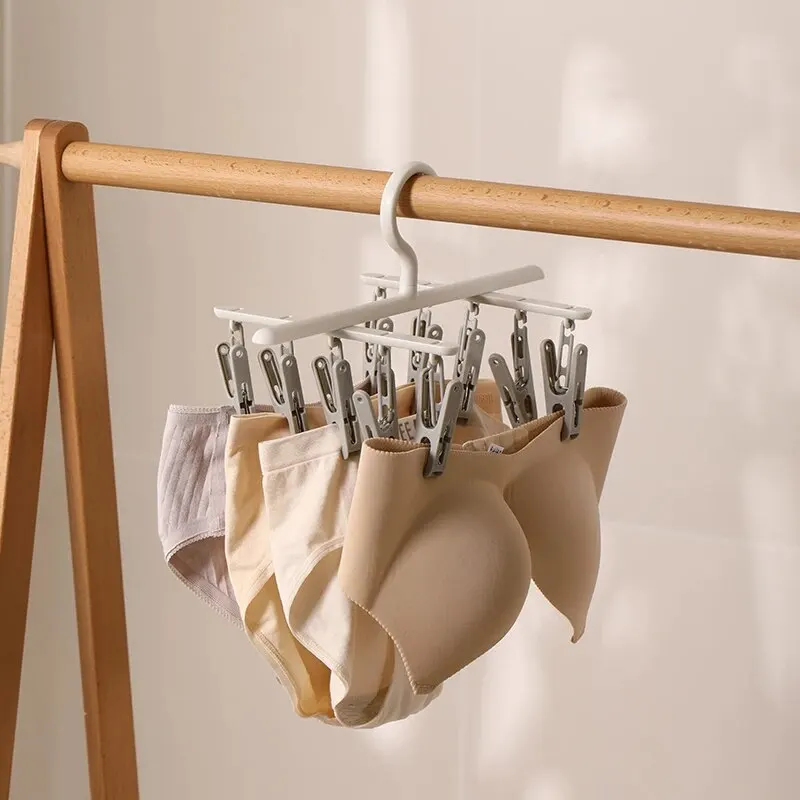 Socks Drying Rack with 10 Clips Multi-Function Dormitory Student Home Balcony Drying Clips Underwear Clips
