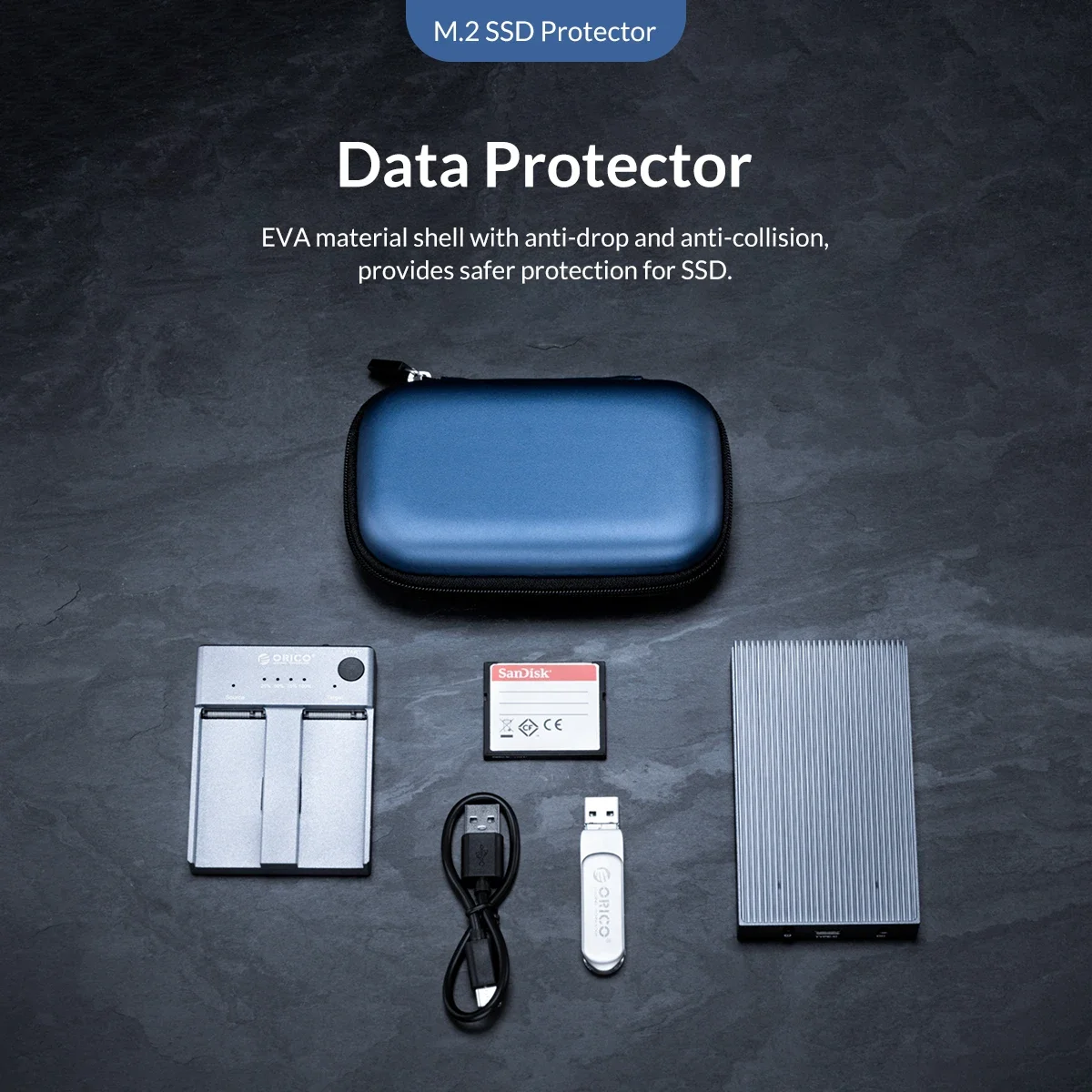 ORICO M.2 Hard drive EVA Portable Storage Protection Bag for M2 SSD Earphone Data Line USB Flash Drive PSSD