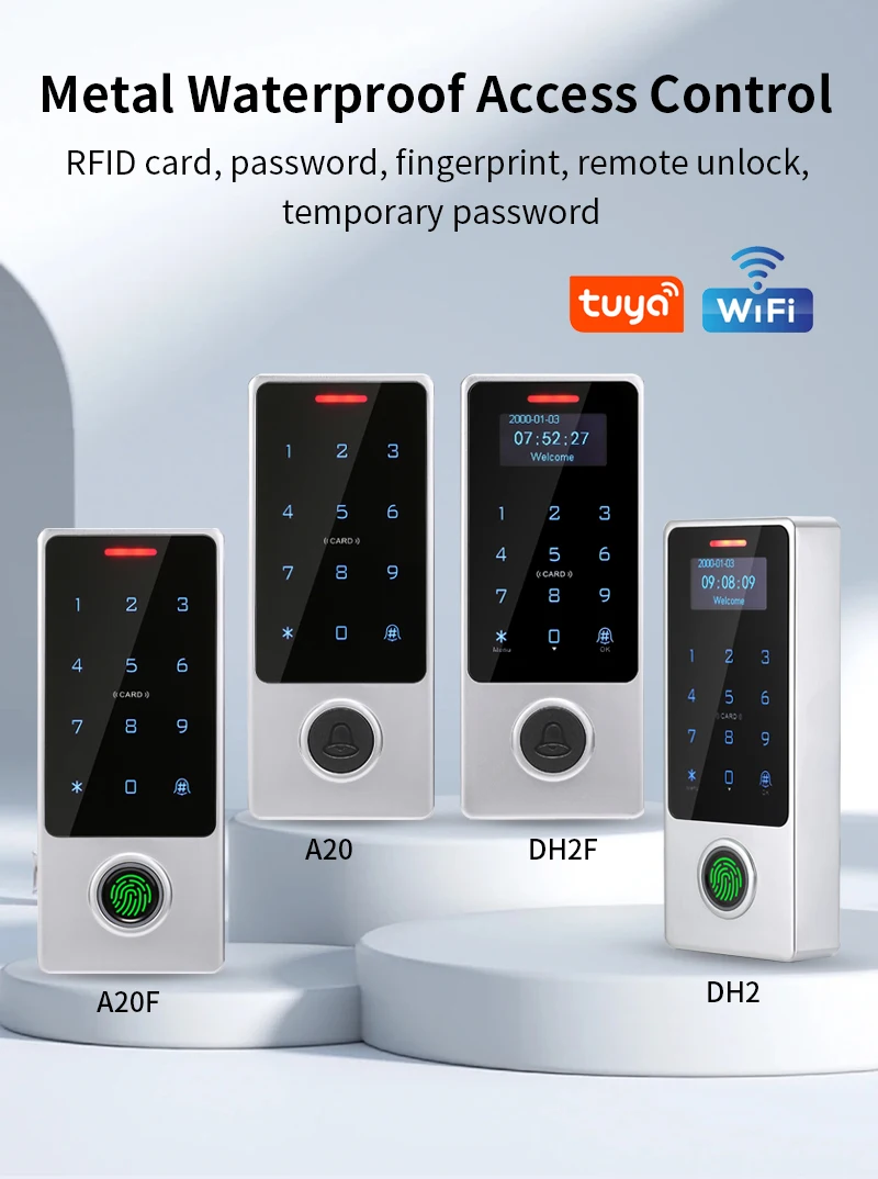 Sd038d159b3e7490aa054f790297ce847k WIFI App Tuya Fingerprint Access Controller Keypad Metal Waterproof RFID Card Standalone Door Access Control System