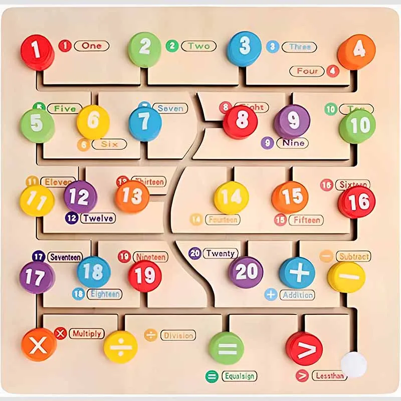 

Numbers Matching Maze Game Wooden Montessori Numbers Board Game Multicolor Matching Maze Early Education and Activity Toys