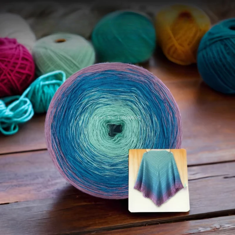 300g/ Ball Lace Cotton Gradient Rainbow Color Pure Cotton Wool Thread DIY Handwork Woven Spring/summer Sweater/shawl Materials 4