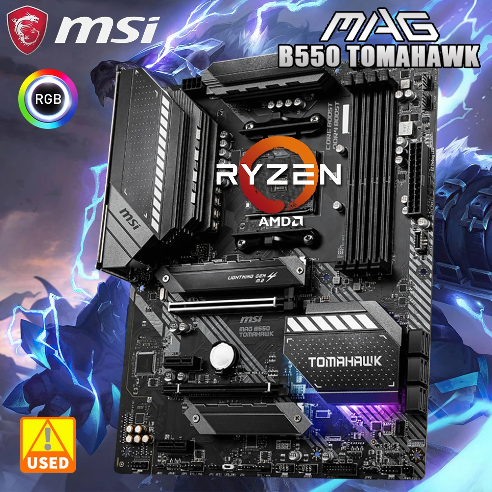 MSI MAG B550 TOMAHAWK Gaming Motherboard (AMD AM4, DDR4, PCIe 4.0, SATA  6Gb/s, M.2, USB 3.2 Gen 2, HDMI/DP, ATX, AMD Ryzen 5000 Series processors)