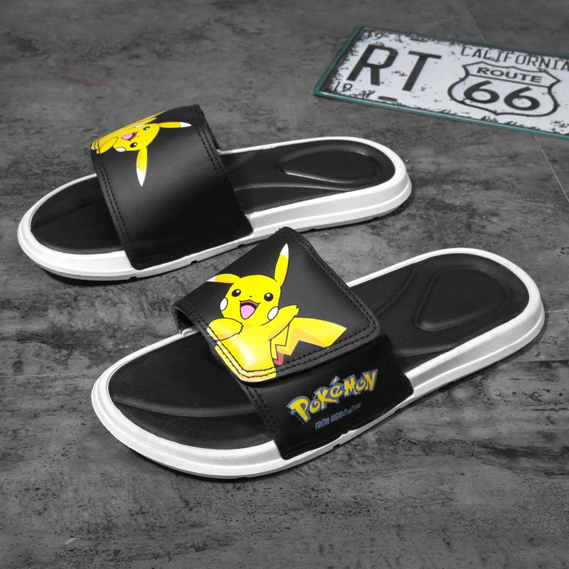 Pokemon Pikachu Chanclas de Anime para hombre, sandalias informales de Punta abierta, monstruo de bolsillo, novedad de verano| - AliExpress