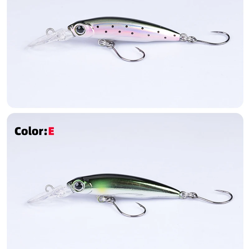 OUTKIT Mini Sinking Minnow Lure Longtongue Plate 1,8 g/40 mm Minnow Angelköder mit Einzelhaken Laserbeschichtung Forellenköder – Detail 9