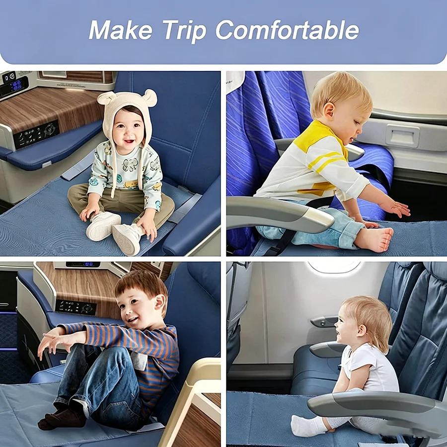 Lettino da Viaggio per Bambini per Aereo, Lettino Portatile per Bambini con Poggiapiedi, Amaca Poggiapiedi per Neonati, Estensore Sedile Aereo per Bambini - immagine 3