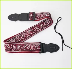 Vintage Ethnic Embroidered Guitar Shoulder Strap (Wine Red Pattern)