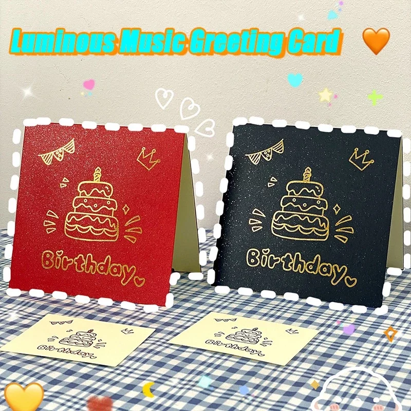 3D Music Light Happy Birthday Party Gift Card For Girl Kids Wife Husband Birthday Cake Pop-Up Greeting Cards Postcards