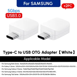 Universal USB 3.0 to Type - C OTG Adapter and Converter for Charging and Data Transfer (White 2pcs)