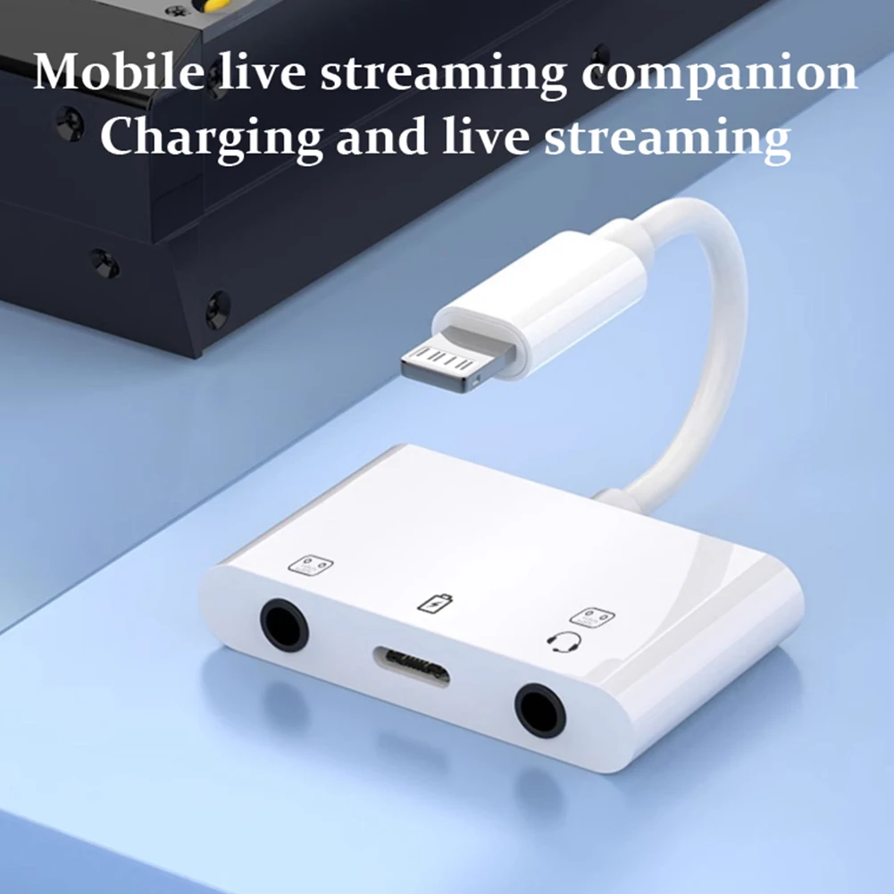 아이폰 17 16 프로 맥스용 3 in 1 라이트닝-듀얼 3.5mm 잭 오디오 어댑터 케이블, 라이브 스트리밍 마이크 및 충전 지원