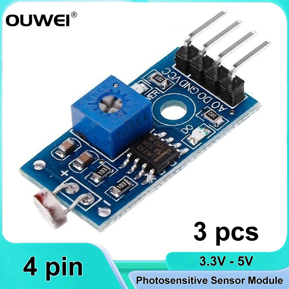 3pcs-Photosensitive-Sensor-Module-4-Pin-3-3-5V-Photoresistor-Light ...