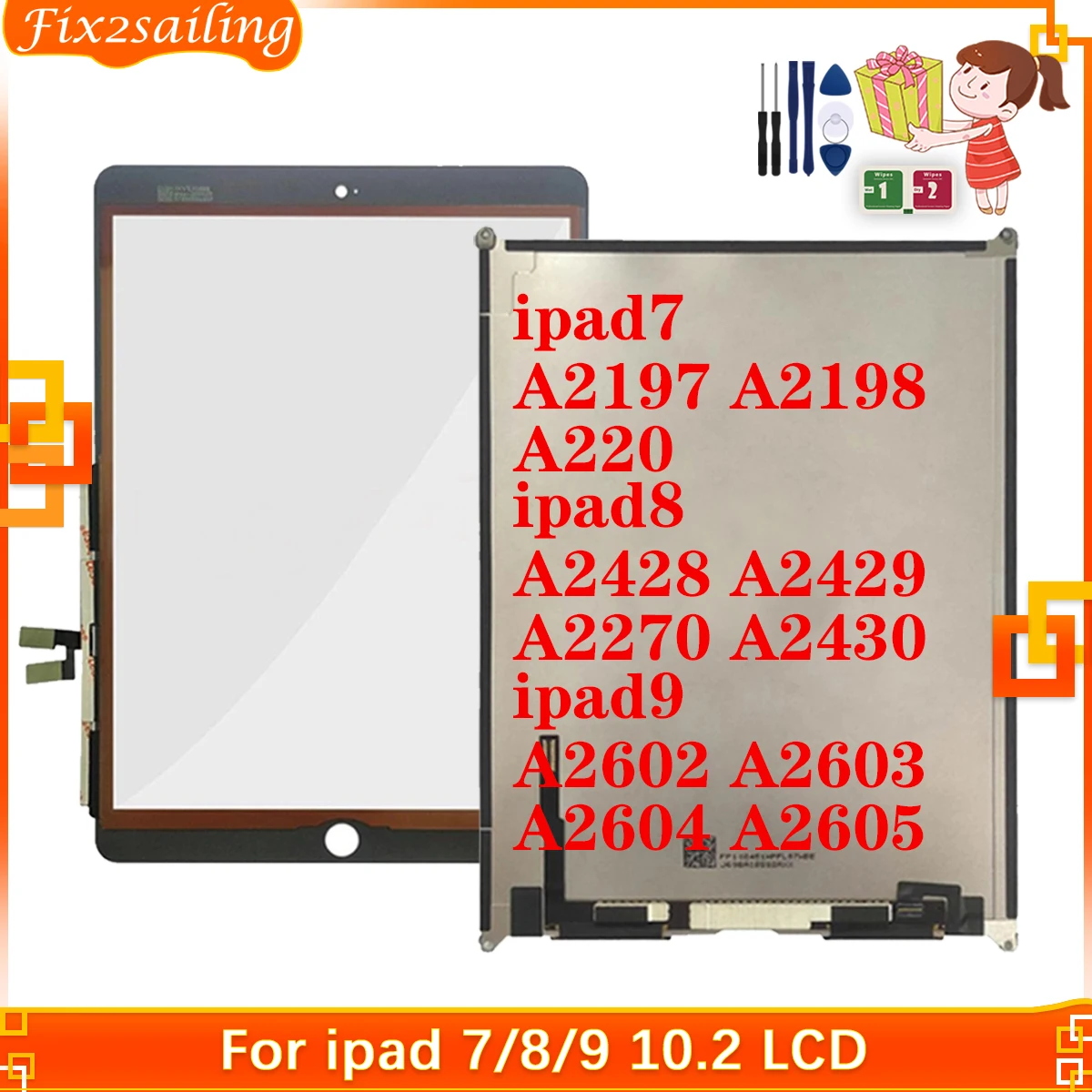 NEW LCD Touch Screen Glass Display Repair For Ipad 7 8 10.2 2019 7Th Gen A2197 A2198 A2200 /8Th
