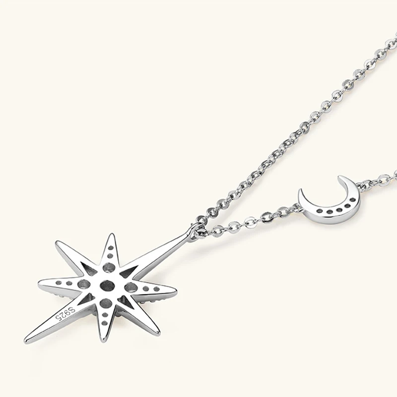 para Mulheres, 925 Sterling Silver, Gargantilha Estrela