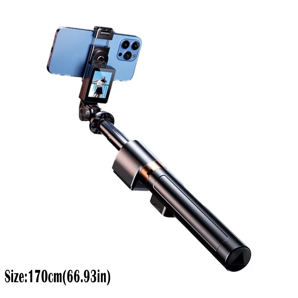 Treppiede portatile estensibile, design leggero, base stabile, bastone per selfie, rotazione a 360°, altezza regolabile, telecomando._voghion.com