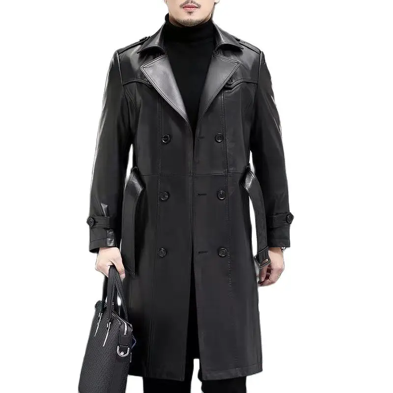 2025 New Arrival Autumn&Winter Real Leather Thicked Trench