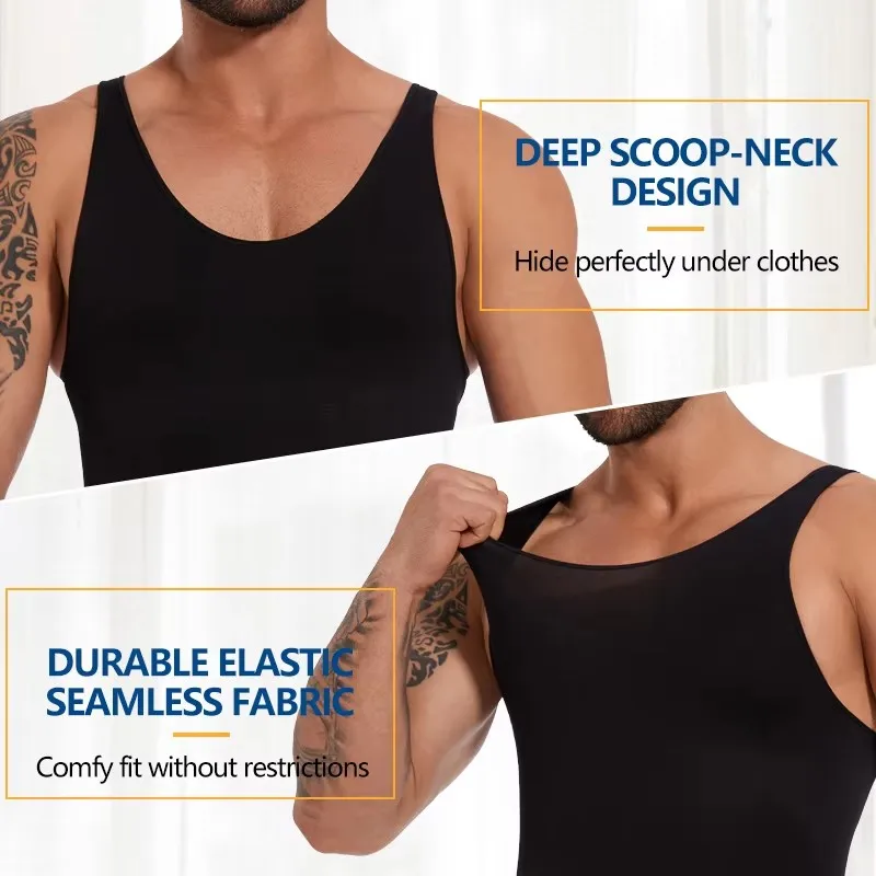 Mens body shaper,slimming vest,mens lingerie Sleeveless Full Body Shaper Slimming Compression Underwear Seamless Bodysuit Shapewear Tummy Control Fajas Para Hombres