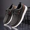 Fujeak Men's Breathable Casual Canvas Slip Shoes Comfort Slip-on Male Loafer Soft Loafers Lightweight Working Shoes
