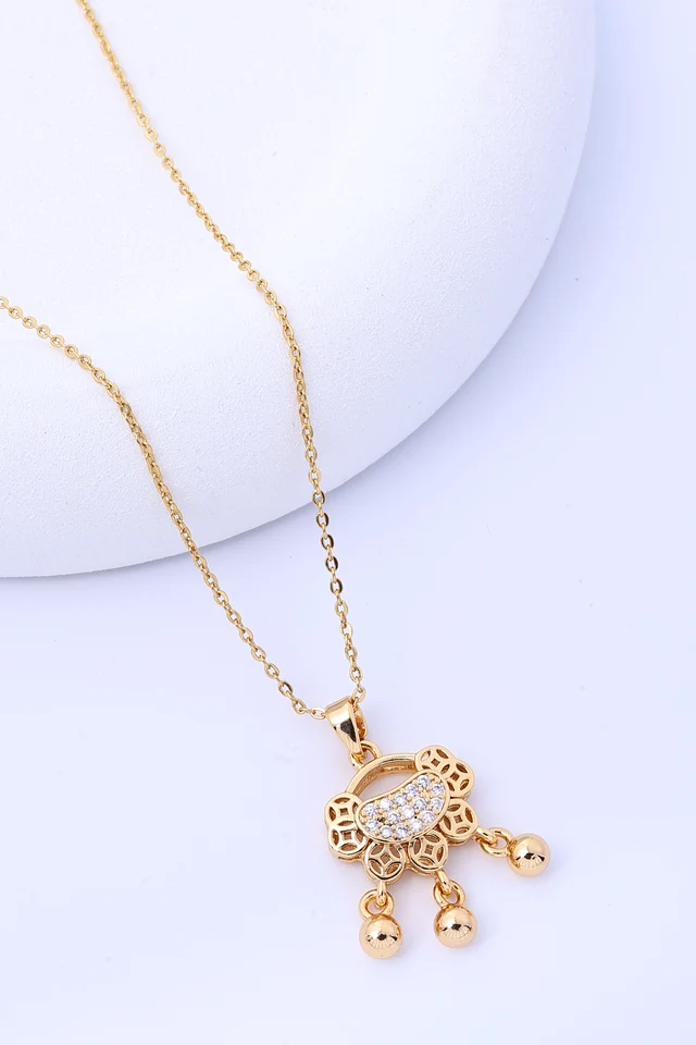 Chinese Style Fu Zi Ping An Lock Necklace