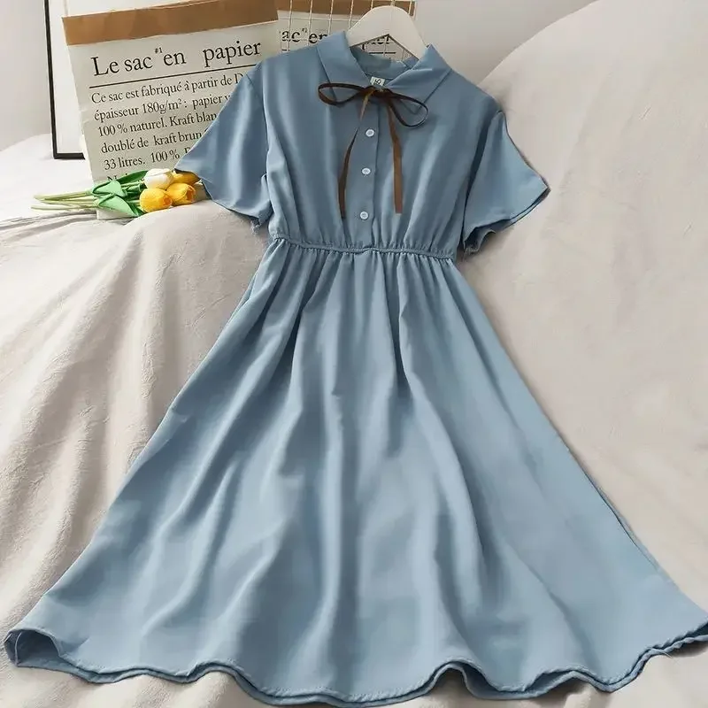 

2024 summer Kids Student Dresses Children Clothes Teens Preppy Style sailor Uniform princess Dress Girls Daily 6 9 12 year Fairy