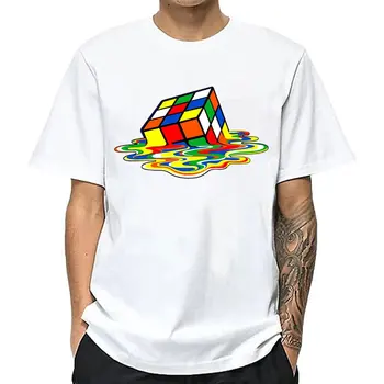T-shirt da uomo estiva di alta qualità 100% cotone stampa quadrata magica o-collo per t-shirt da uomo Casual Cool Hip Hop top a maniche corte 1