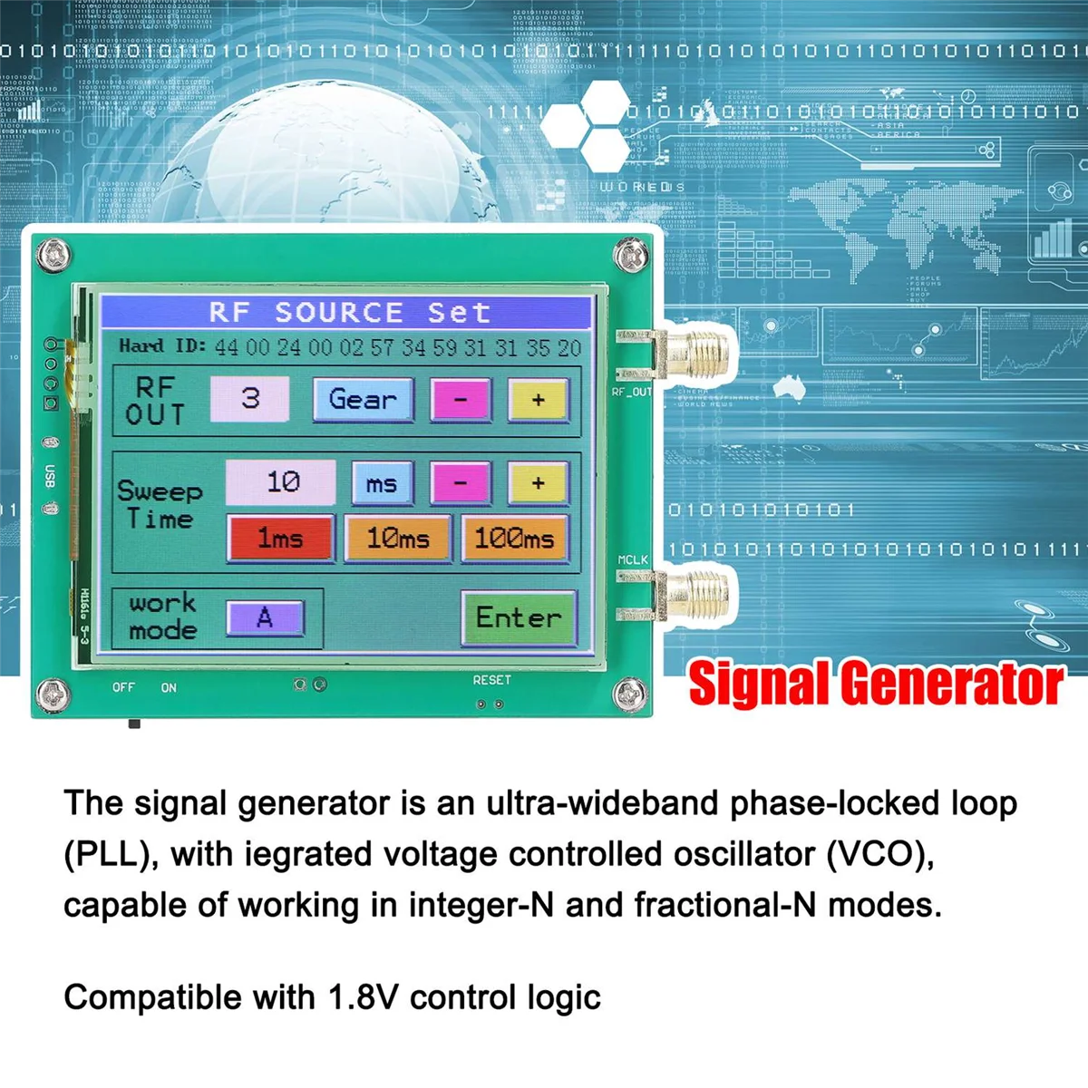 MAX2870 23.5-6000MHz Signal Generator 0.5PPM Low Noise Signal Source Touchable Screen PC Software Control PLL VCO