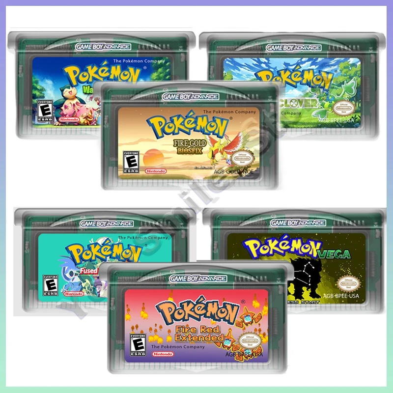 

New Pokemon GBA Game Cards Clover VEGA Fire Red Extended Wally Quest Quetzal Emerald English Version Flash Save Cart Gift Toys