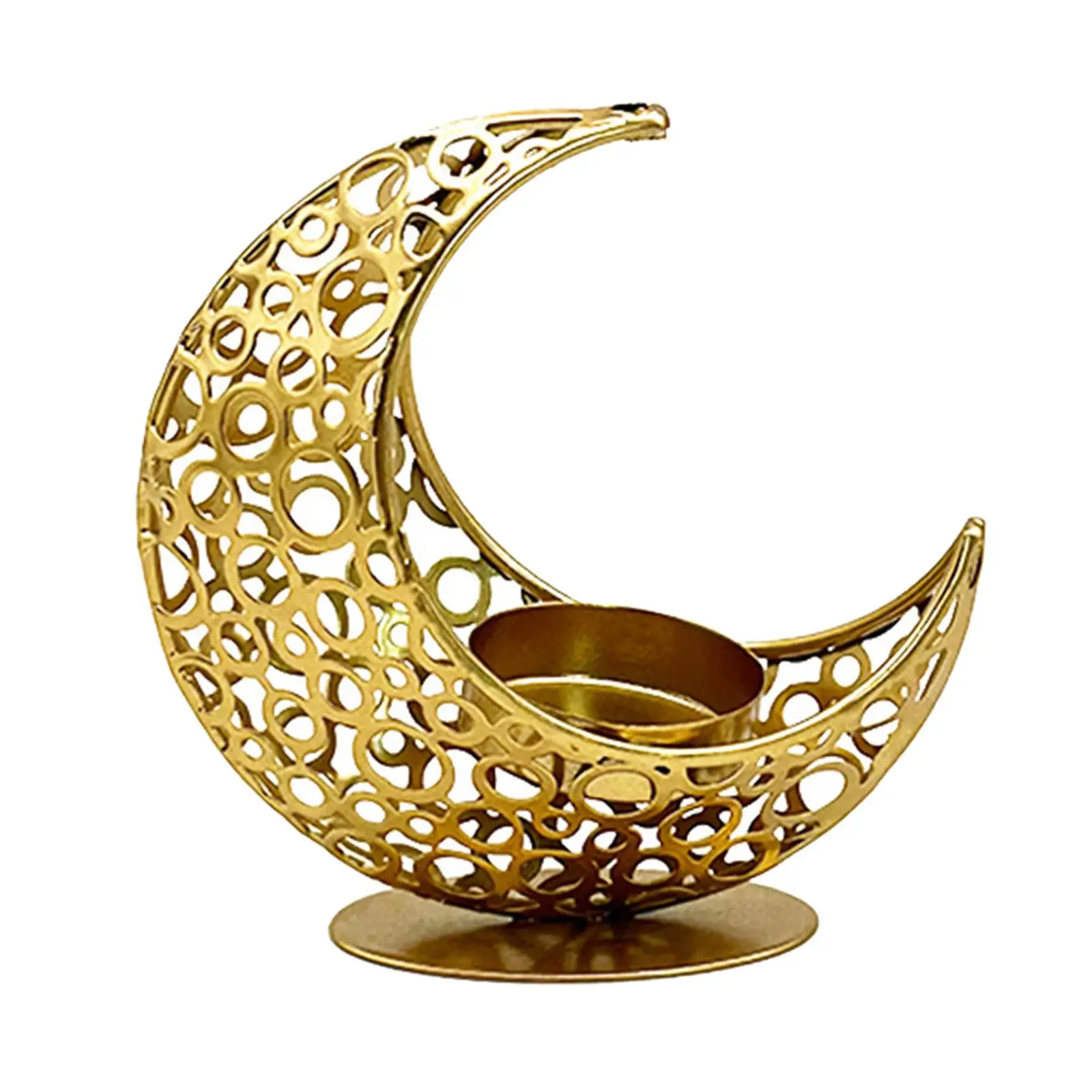 Metal Candlestick Table Centerpiece Taper Candle Moon Candle Holder for Fireplace Anniversary Wedding Mantel Spring Festival