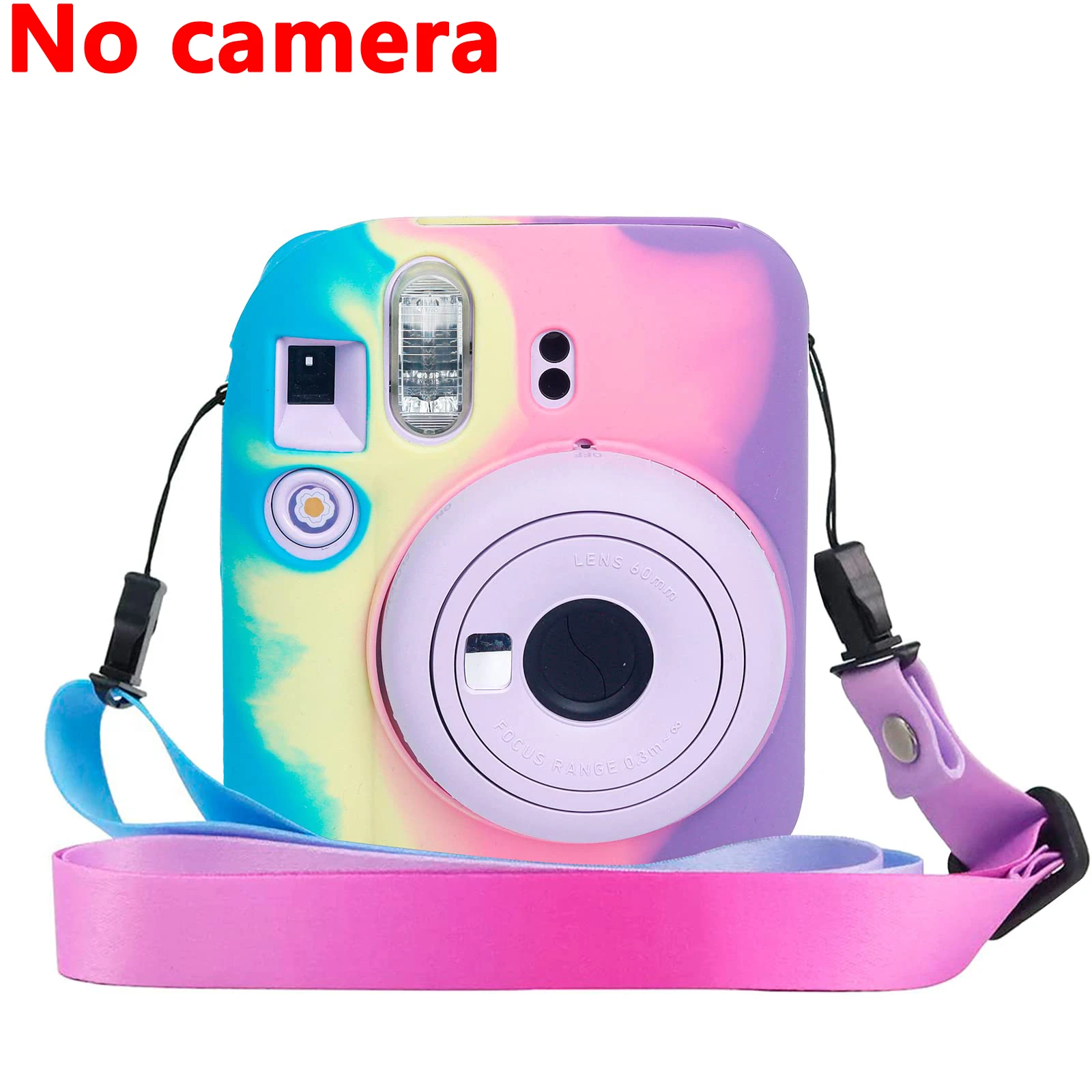 1pc Silicone Protective Case for Instax Mini 12 Instant Camera with Adjustable Strap-Dark Gradient (Camera Not Included)