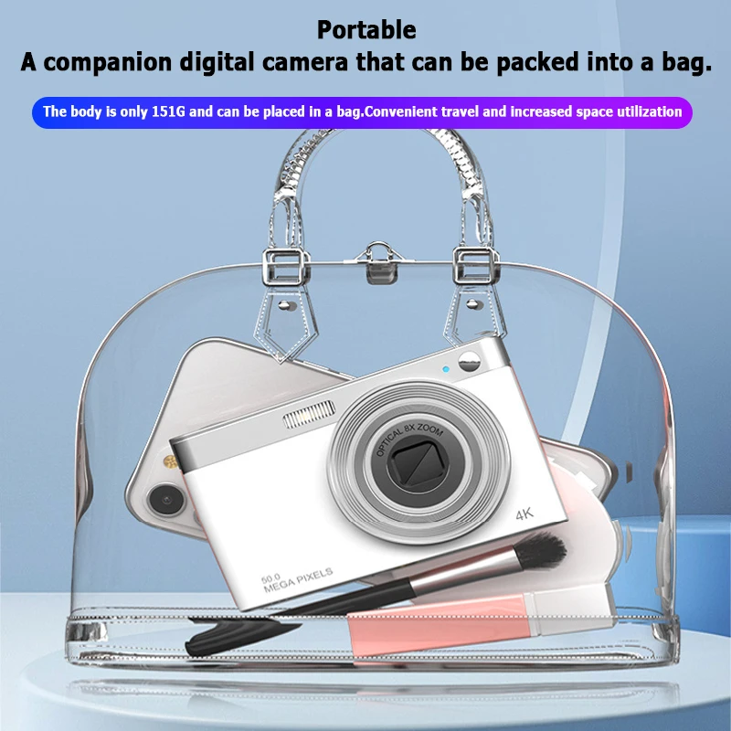 4K Digital Camera video recording 50 million pixels 8x digital zoom Autofocus Smiling face selfie Lightweight Portable
