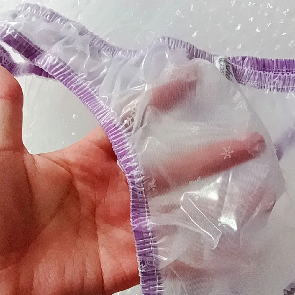 EPU Sexy Transparent Plastic T-back Low Waist PVC Soft See Through Thong Couple Erotic Briefs Smooth Silent Waterproof Panties