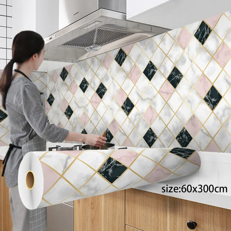 

300Cm Wallpapers Aluminum Coating Waterproof Modern Living Room Kitchen Self Adhesive Contact Wall Stickers Home Decor