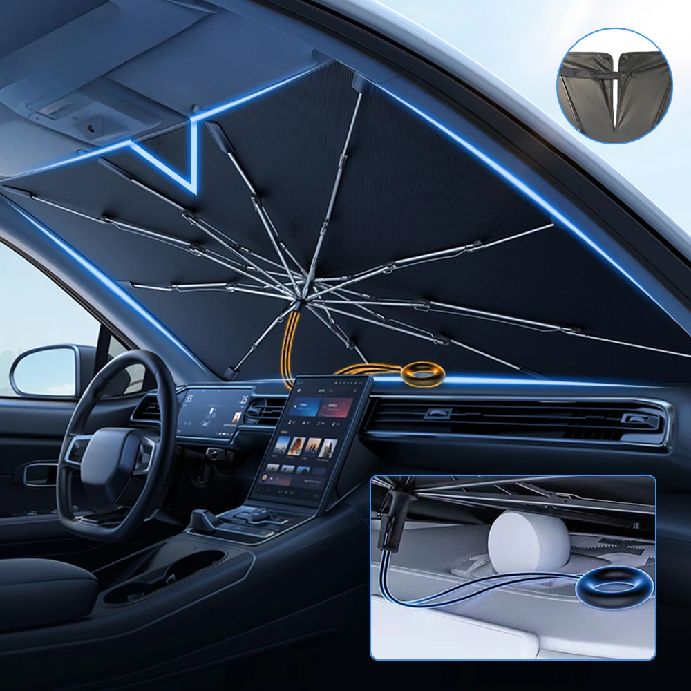 Verbesserter Sonnenschutz für die Windschutzscheibe, faltbarer Auto-Sonnenschutz, Frontfenster-Abdeckung für UV-Ray-Block und Sonnenschutz