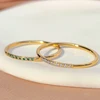 High End PVD Shinny Minimalist White Green Zircon Rings Female Exquisite Stainless Steel Bridal Ring 6