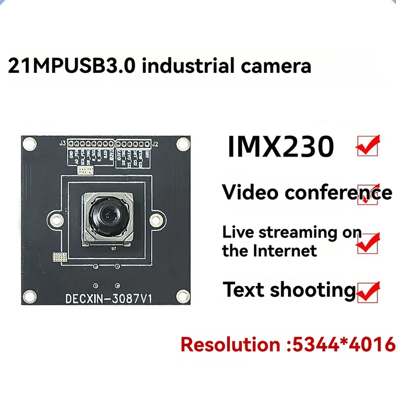 AT82-IMX230 21MP HD 산업용 카메라 5344X4016 80도 자동 초점 USB3.0 카메라 AF 모듈 드라이버가 없는 카메라 모듈