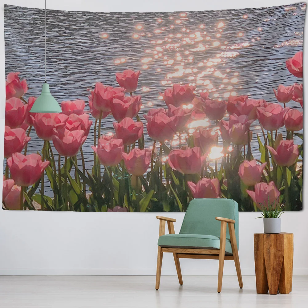 

Солнечный цветок искусство гобелен мультфильм настенная ткань украшение детской комнаты кавайное растение настенное украшение гобелен