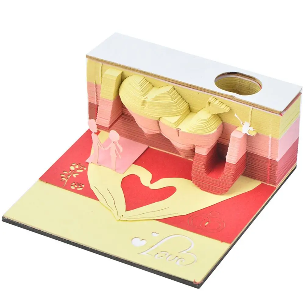 DIY 스티커 포스트 메모 카드 조각 스티커, 3D 메모 패드, 조각 아트 메모장, 러브 페이퍼 공예, 3 차원 종이 Crea M8E0