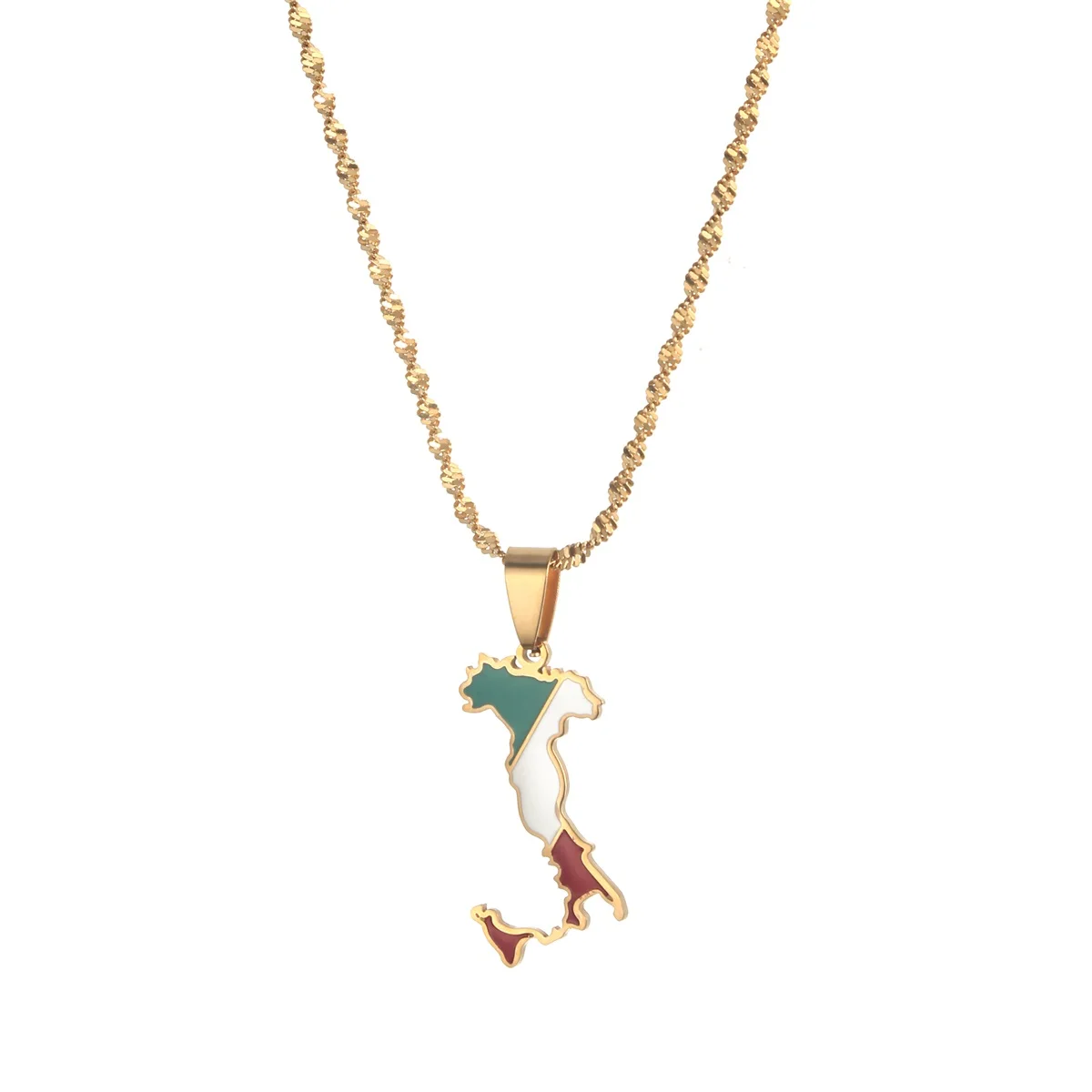 Italia Mappa Bandiera Pendente Collane Colore Argento Regalo Gioielli Moda Italiana
