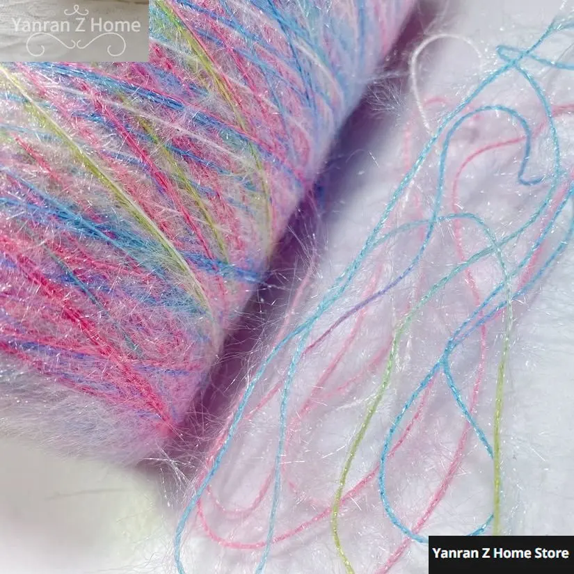 Flash Section Dyed Feather Flash Yarn Thread Wool Thread Candy Color Soft Cute Knitting Sweater Winter Cat Hair Fine Cotton Yarn 3