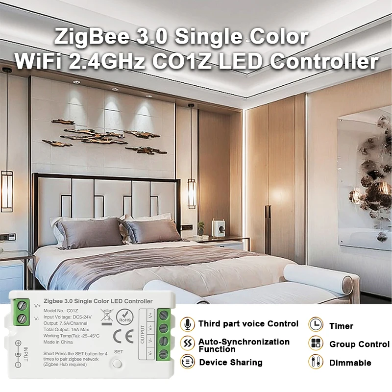 ตัวเลือกสินค้า Zigbee 3.0 WiFi ควบคุมไฟ LED สีเสียง