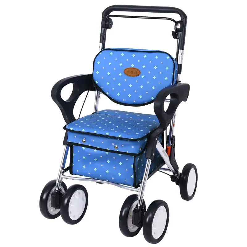 

The elderly hand-push shopping cart folding trolley can sit ultra-light.Walking Stick walker for adults