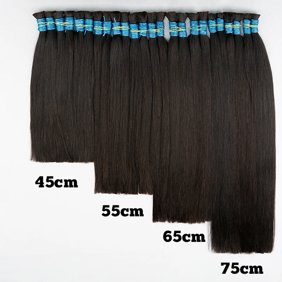 100% Real Virgin Human Hair Bulk Good Quality Natural Hair Bundle 10A Weaving For Braiding Unprocessed No Weft 1B Straight Hair 5