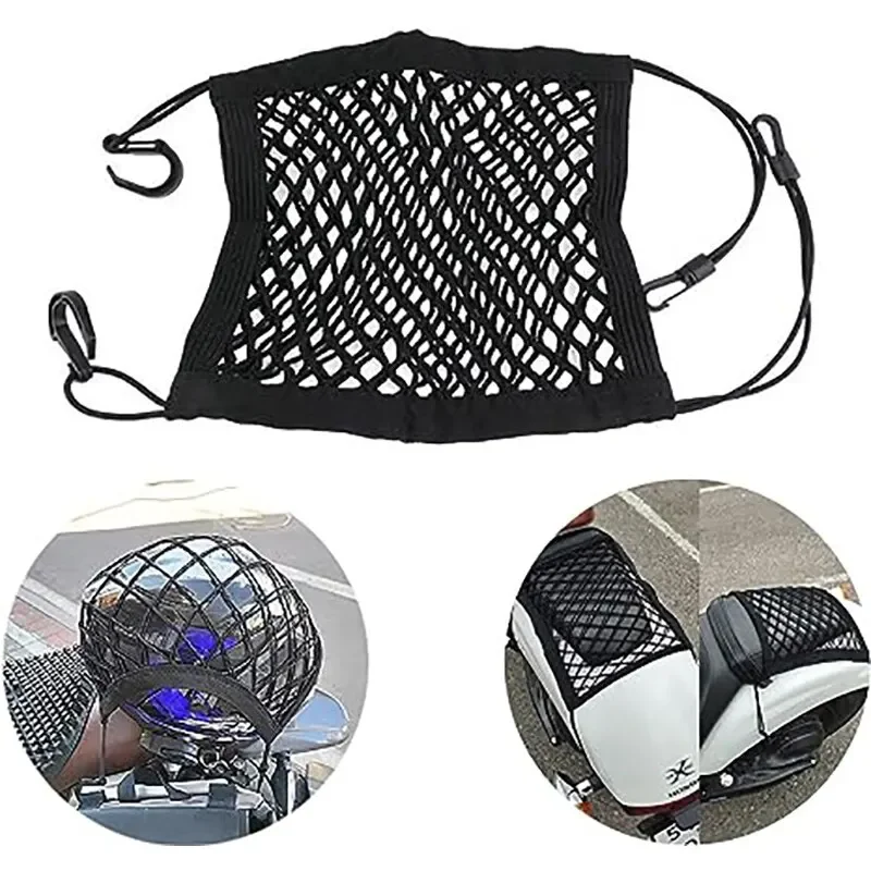 Motorcycle Cargo Net High Elastic Double Layer Motorcycle Net For Helmet Storage 10"X11" Bungee Cargo with Hooks Luggage motorcycle cargo net motorcycle luggage net